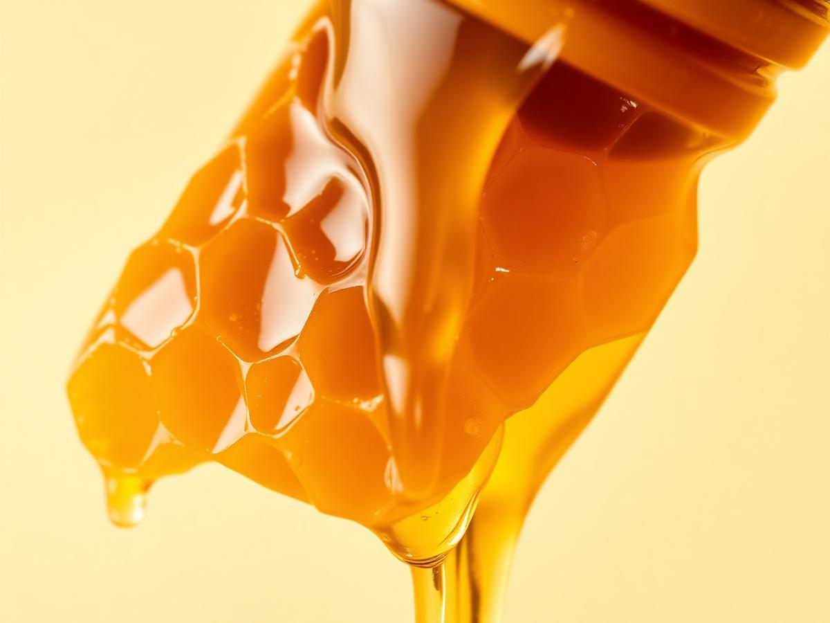 Close-up of honey-dripping honeycomb